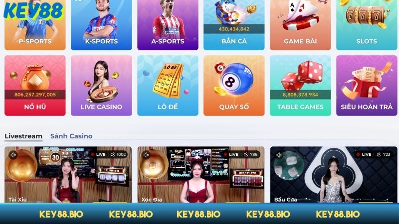 Các sảnh cược sôi động tại Key88